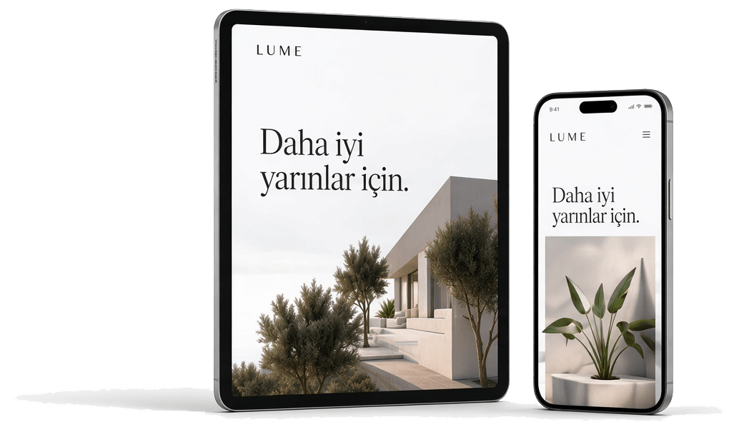 LUME web tasarım konseptinin tablet ve telefon görünümü